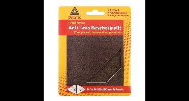 Anti-krasvilt - 1x knipvel - bruin - 90 x 100 mm - rechthoek - zelfklevend - meubel beschermvilt
