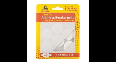 Anti-krasvilt - 6x - wit - 33 mm - rond - zelfklevend - meubel beschermvilt