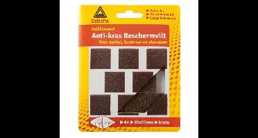 Anti-krasvilt - 8x - bruin - 25 x 25 mm - vierkant - zelfklevend - meubel beschermvilt