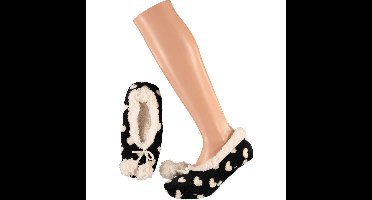 Apollo Ballerina sloffen/pantoffels hartjes - kinderen - zwart/wit - maat 28-30