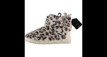 Apollo Dames hoge pantoffels/sloffen luipaard print - beige - maat 41-42