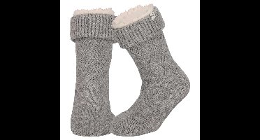 Apollo Huissloffen - dames - schapenwol - slofsokken - grijs - fleece gevoerd