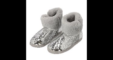 Apollo kindersloffen - pailletten - zilver - pantoffels - met antislip - voor kinderen