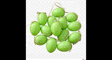 Arti Casa Paaseieren - 18x stuks - groen - witte stipjes - L6 cm - pasen - paasversiering