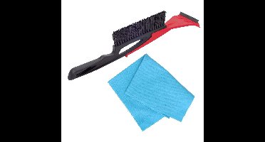 Autoramen IJskrabber met borstel en trekker rood 40 cm met anti-condens doek