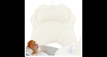 Badkussen met zuignappen - ergonomisch badkussen hoofdsteun - nek en rug - 43x40 cm - sneldrog