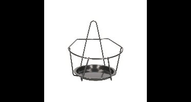 Balkon bloempothouder - bloembak met ophanging - zwart metaal - 17 x 18 x 17 cm - rond