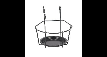 Balkon bloempothouder - bloembak met ophanging - zwart metaal - 18 x 23 x 16 cm - rond