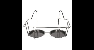 Balkon bloempothouder dubbel - bloembak met ophanging - zwart metaal - 34 x 19 x 19 cm