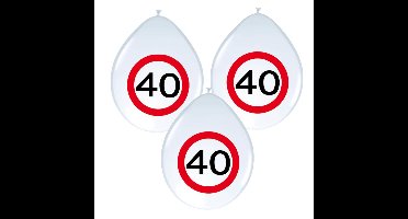 Ballonnen 40 jaar - 8x - stopbord - wit - 40 cm