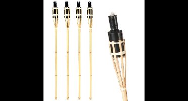 Bamboe tuinfakkel - 4x - 90 cm - Tuin decoratie/tuinverlichting - Oliefakkels navulbaar