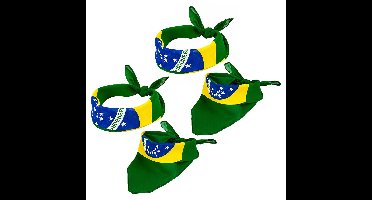 Bandana Braziliaanse vlag - 4x - 55 x 55 cm - Brazilie hoofddoek