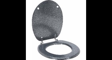 Bathroom Solutions Toiletbril - zilverkleurig glitter - MDF - wc bril - 45 x 37,5 cm - 18 inch