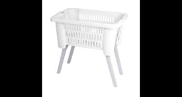 Bathroom solutions wasmand op poten - wit - 38 liter - 39 x 59 x 29 cm - Wasgoedmanden