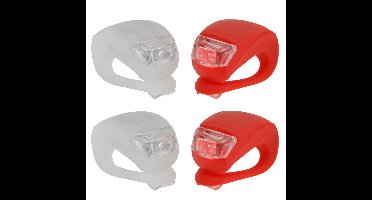 Benson fietsverlichting/fietslampjes set - 4x - LED - siliconen - voor en achter licht