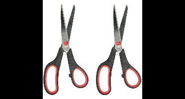 Benson huishoud/keukenschaar - 2x - zwart/rood - rvs/kunststof - 22 cm