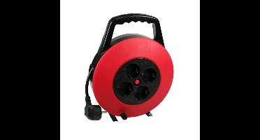 Benson Kabelhaspel - rood - 5 meter snoer - 4 geaarde stopcontacten - overbelastingsbeveiliging