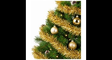 Benson Kerstslinger guirlande - goud - glanzend lametta - 270 cm - kerstversiering