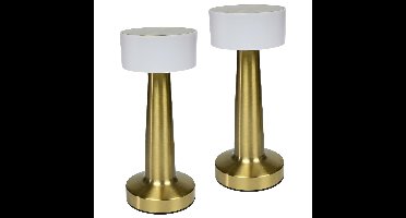 Benson LED tafellamp oplaadbaar - 2x - goud - aanraaksensor - metaal - 21 cm