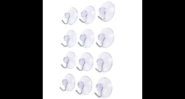 Benson Ophanghaak met zuignap - wit - 12x - kunststof - D30 mm