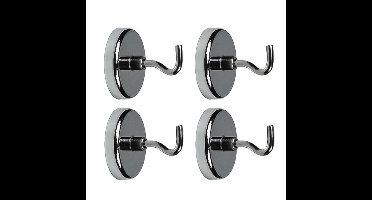 Benson Ophanghaakjes - 4x - magnetisch - ovaal - zilver - D3,6 cm