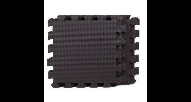 Benson Puzzelmat - zwart - 9x stuks delen - foam - vloertegels - 30 cm - speelmat