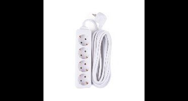Benson Stekkerdoos - 4 stopcontacten - wit - randaarde - 5 meter snoer