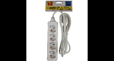 Benson Stekkerdoos 4-voudig - randaarde - wit - 3 meter
