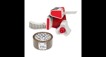 Benson Tape dispenser/houder - kunststof - incl. 2 rollen verpakkingstape