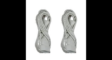 Benson Verlengsnoer - Pakket van 4x stuks - wit - 3M - voor platte stekkers - randaarde