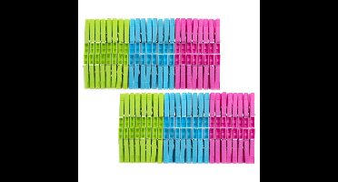 Benson Wasknijpers - 96x stuks - kleurenmix fel - kunststof - 8 cm