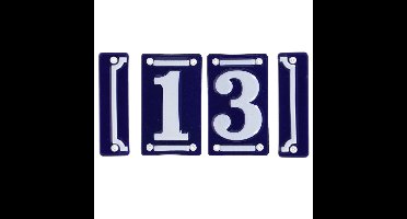 Best for Boots huisnummer 13 - met sierrand - Oudhollands - emaille - blauw/wit