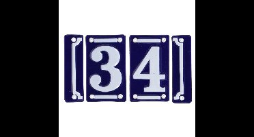 Best for Boots huisnummer 34 - met sierrand - Oudhollands - emaille - blauw/wit