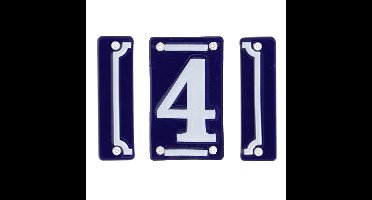 Best for Boots huisnummer 4 - met sierrand - Oudhollands - emaille - blauw/wit