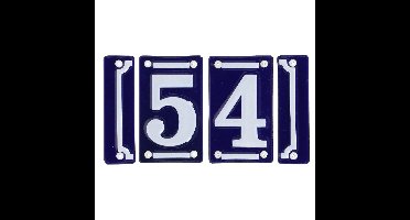 Best for Boots huisnummer 54 - met sierrand - Oudhollands - emaille - blauw/wit