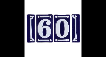 Best for Boots huisnummer 60 - met sierrand - Oudhollands - emaille - blauw/wit