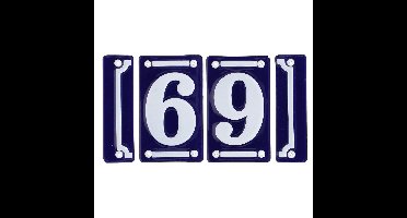 Best for Boots huisnummer 69 - met sierrand - Oudhollands - emaille - blauw/wit