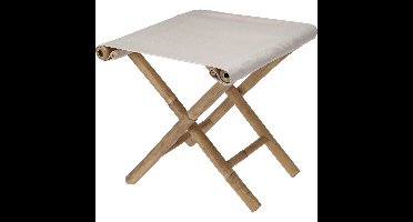 Bijzet krukje/stoel - Inklapbaar - creme wit - vouwkruk - bamboe/polyester - 40 x 40 cm