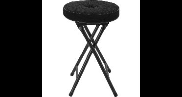 Bijzet krukje/stoel - Opvouwbaar - zwart Ribcord - D33 x H49 cm