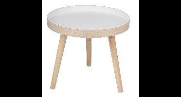 Bijzettafel/salontafel - plant verhoger - wit - hout - rond - 40 x 36 cm