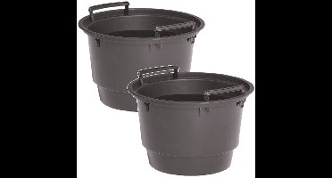 Binnenpot voor bloempotten/plantenpotten - 2x - antraciet - 18 liter - rond - met handvatten