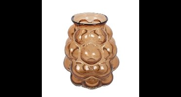 Bloemenvaas Bubblegum Medium - transparant glas - cognac bruin - D16 x H21 cm - vaas