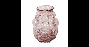 Bloemenvaas Bubblegum Medium - transparant glas - lichtroze - D16 x H21 cm - vaas