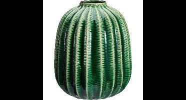 Bloemenvaas cactus - groen - keramiek - D20 x H23 cm - vaas cactus patroon
