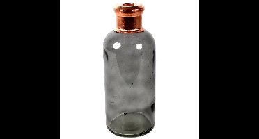 Bloemenvaas Firm Bottle - transparant grijs/koper - glas - D11 x H27 cm