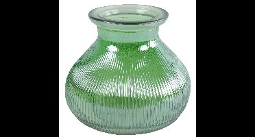 Bloemenvaas - groen/transparant glas - H12 x D15 cm