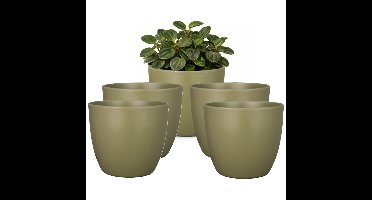 Bloempot mat dennen groen keramiek voor kamerplant H12.5 x D13.5 cm