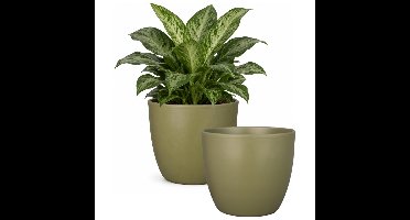 Bloempot mat dennen groen keramiek voor kamerplant H27 x D32 cm