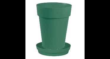 Bloempot Toscane kunststof donkergroen D44 x H53 cm inclusief onderschaal D35 cm