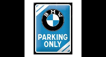 BMW wand deco ophangbordje - Parking Only - metaal - 15 x 20 cm - Old school metall signs